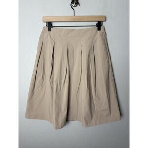 Uniqlo Pleated Skirt Khaki Midi Length Size Medium Academia Stretch